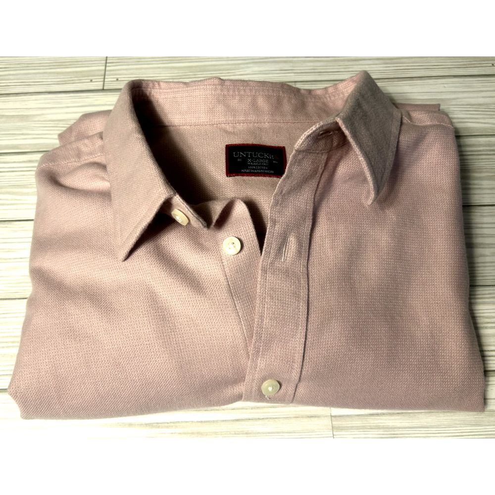 UNTUCKit Shirt Mens XLarge Pink Wrinkle Free Button Front LongSleeve 100% Cotton